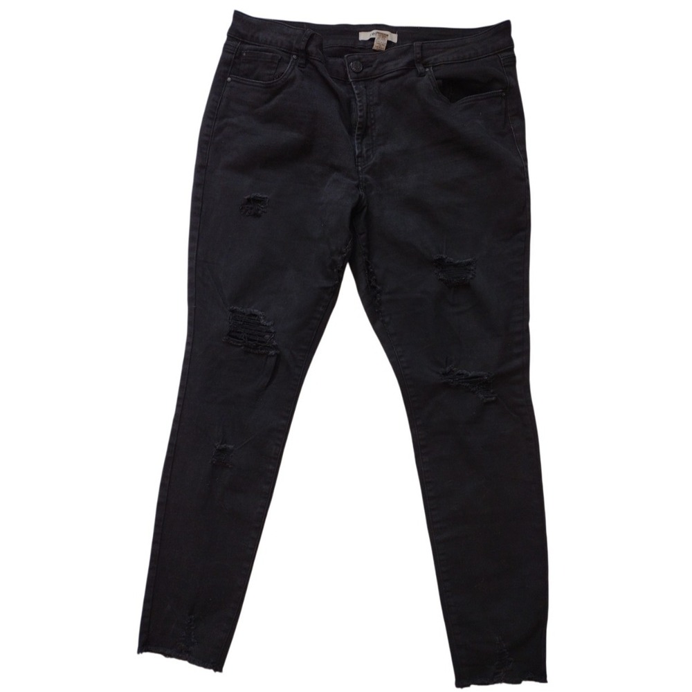 Refuge Black Distressed Jeans Women 16 Mortise Skinny Stretchy